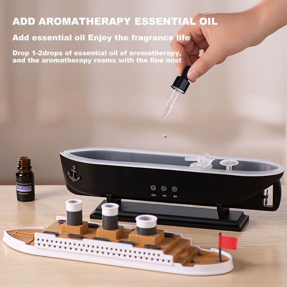 Retro Ship Air Humidifier Ultrasonic Aromatherapy Diffusers Mist Maker Fragrance Essential Oil Aroma Difusor Remote Control